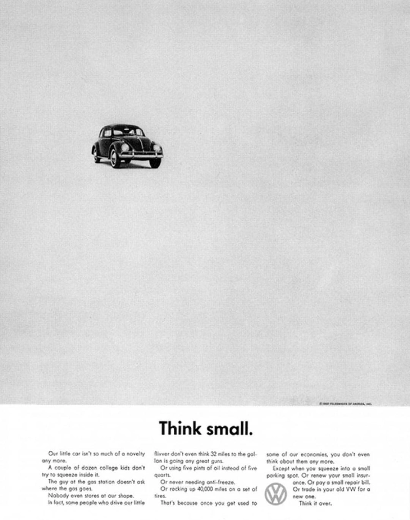 VW Beetle print ad: Think small